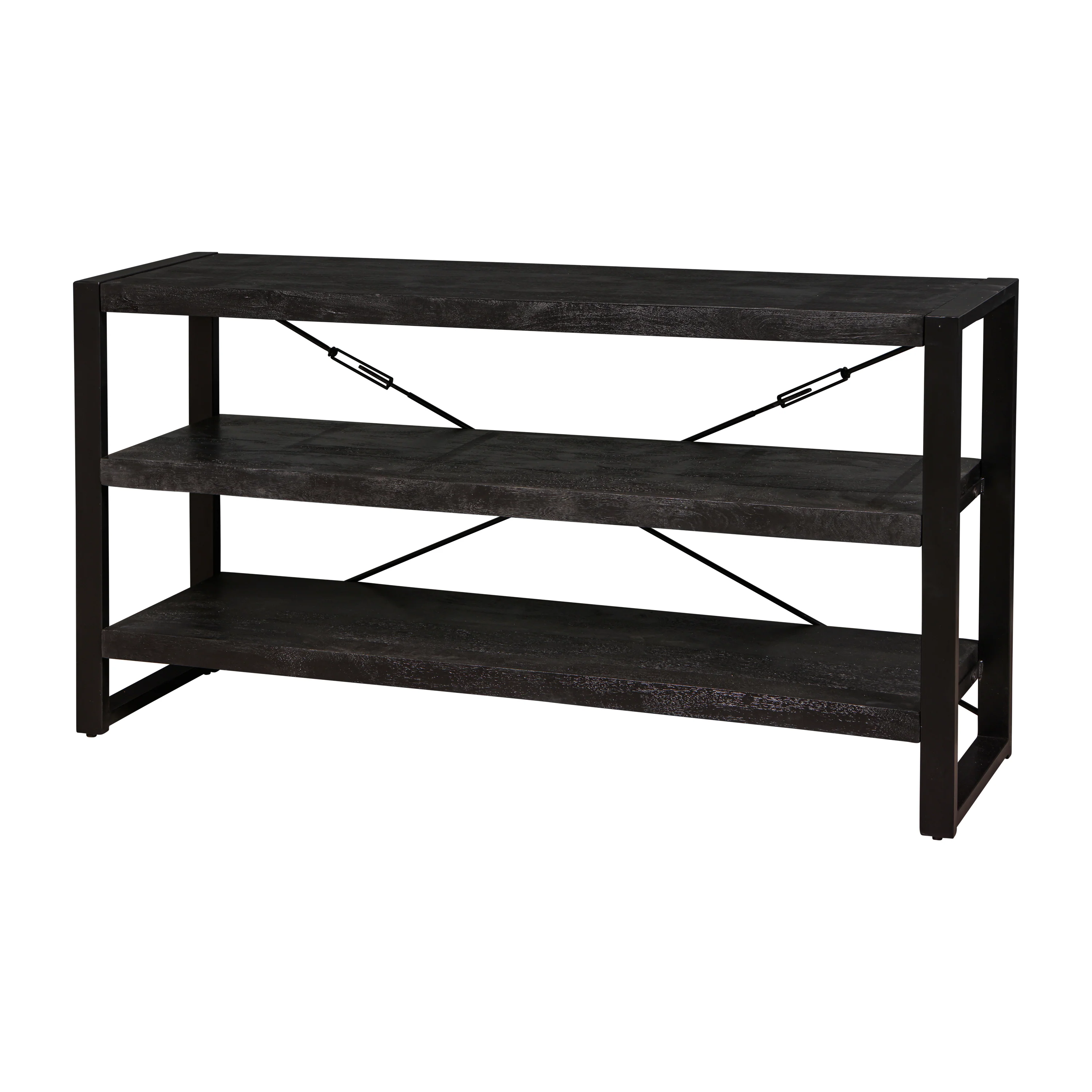 Mangohouten Boekenkast Britt Laag 150 cm Zwart - Image 3
