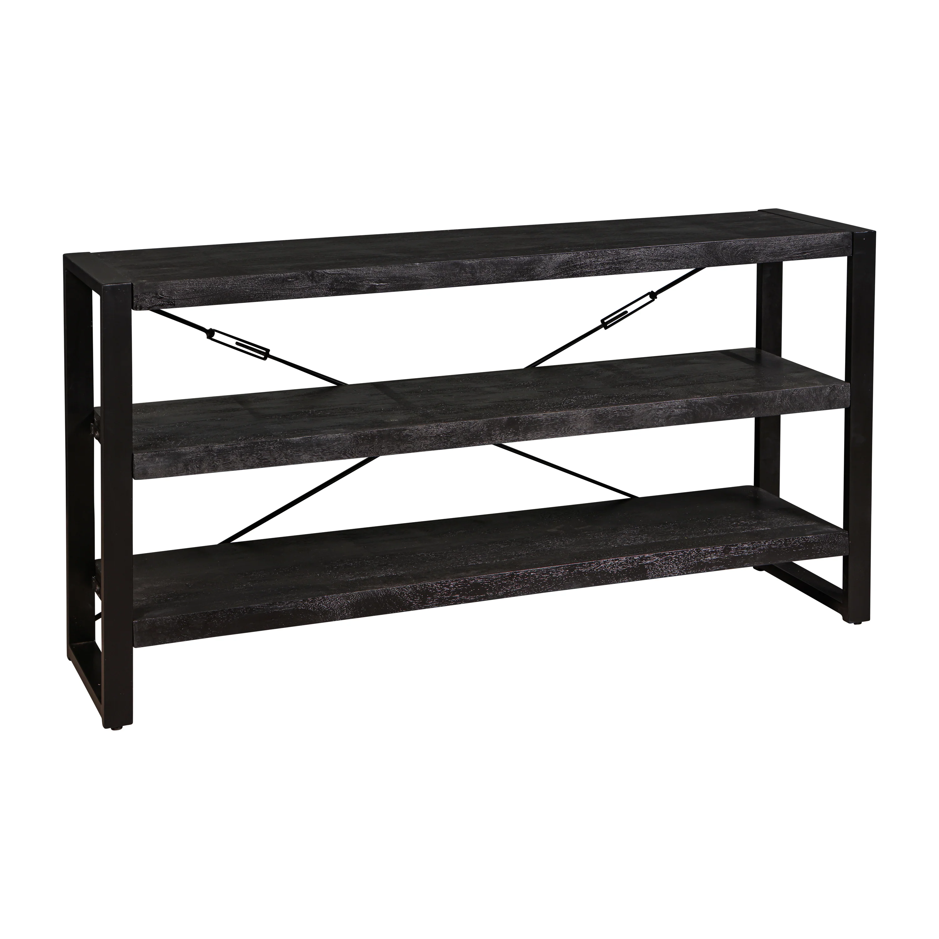 Mangohouten Boekenkast Britt Laag 150 cm Zwart - Image 4