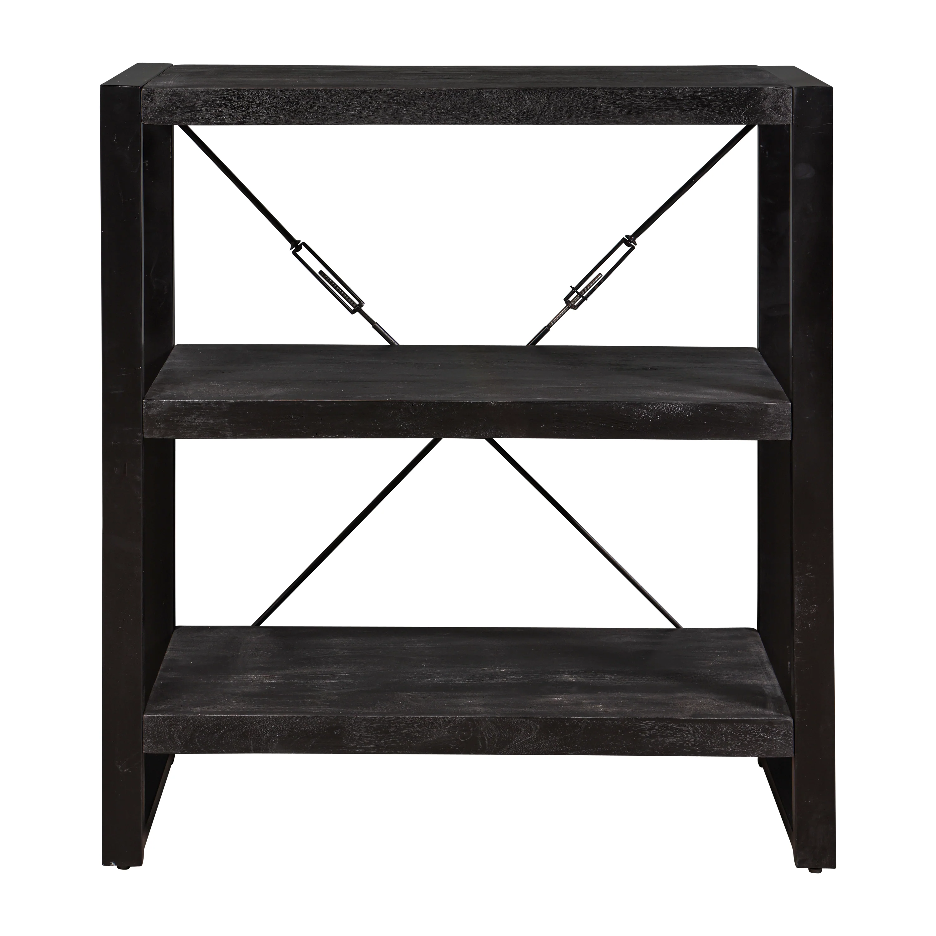Mangohouten Boekenkast Britt Laag 90 cm Zwart - Image 3