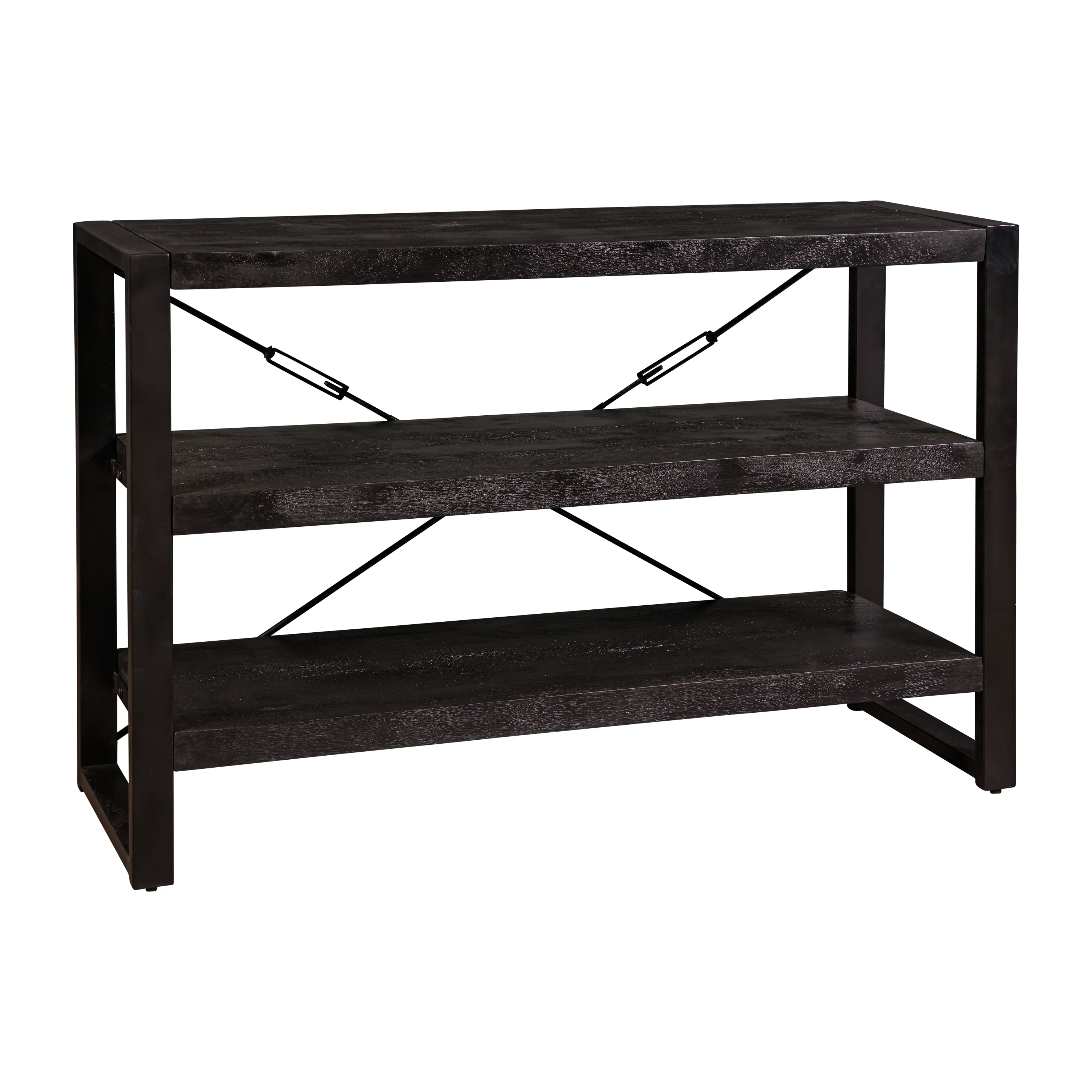 Mangohouten Boekenkast Britt Laag 120 cm Zwart - Image 2