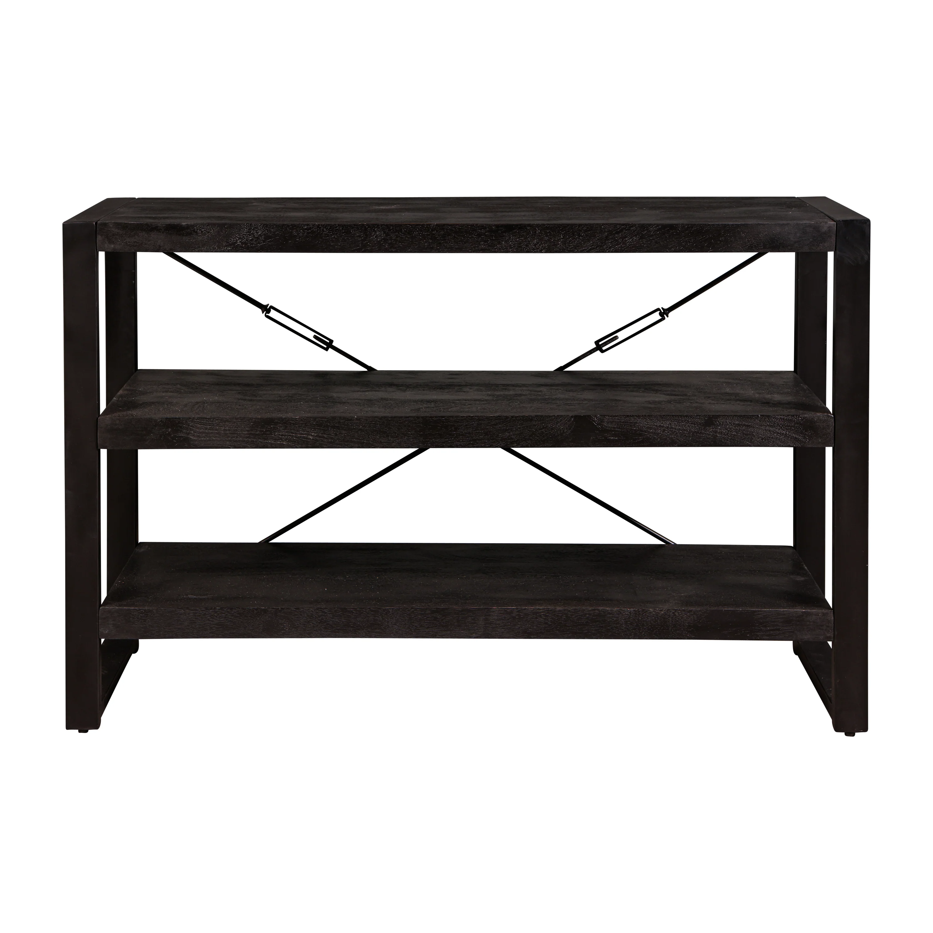 Mangohouten Boekenkast Britt Laag 120 cm Zwart - Image 3
