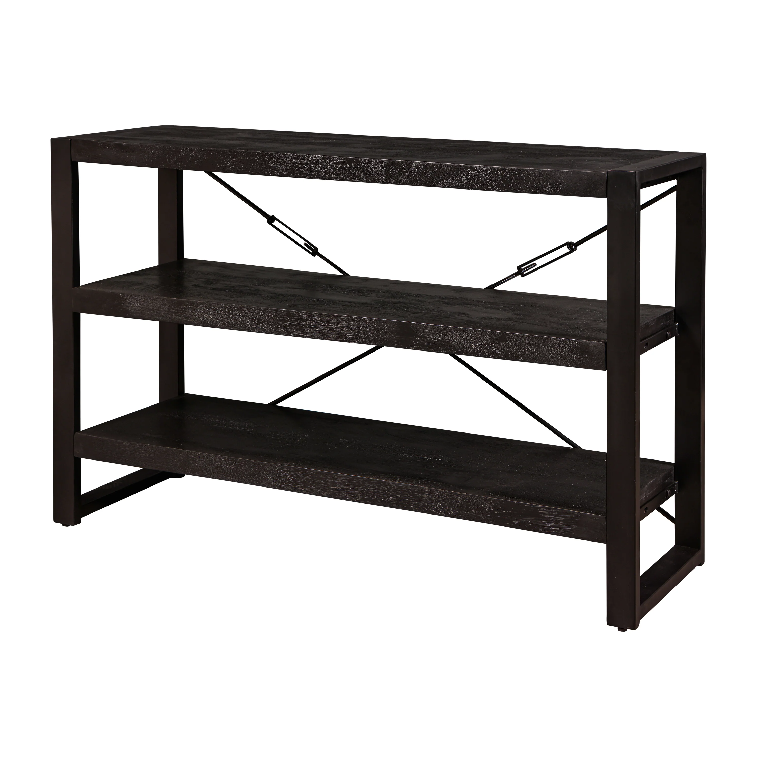 Mangohouten Boekenkast Britt Laag 120 cm Zwart - Image 4