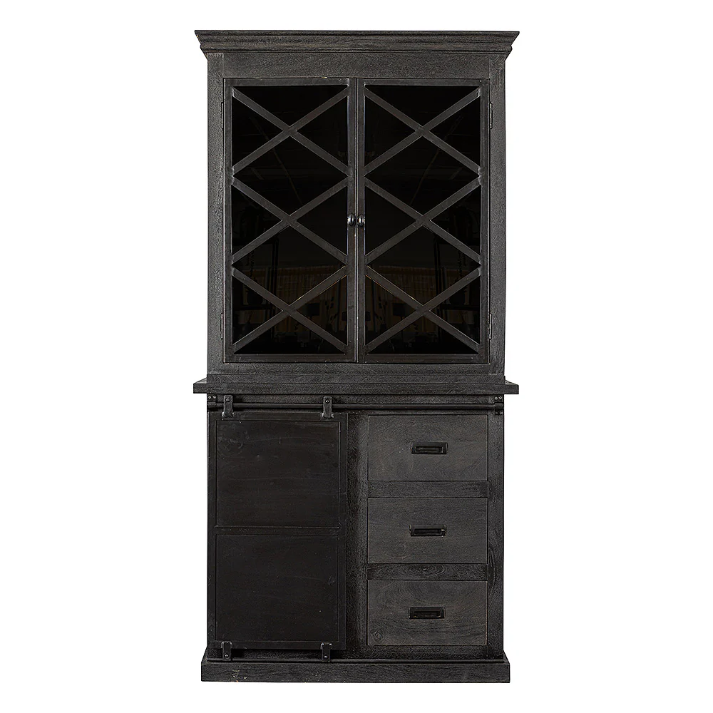 Mangohouten Buffetkast Milan 100 cm met Deurtjes X Zwart - Image 2