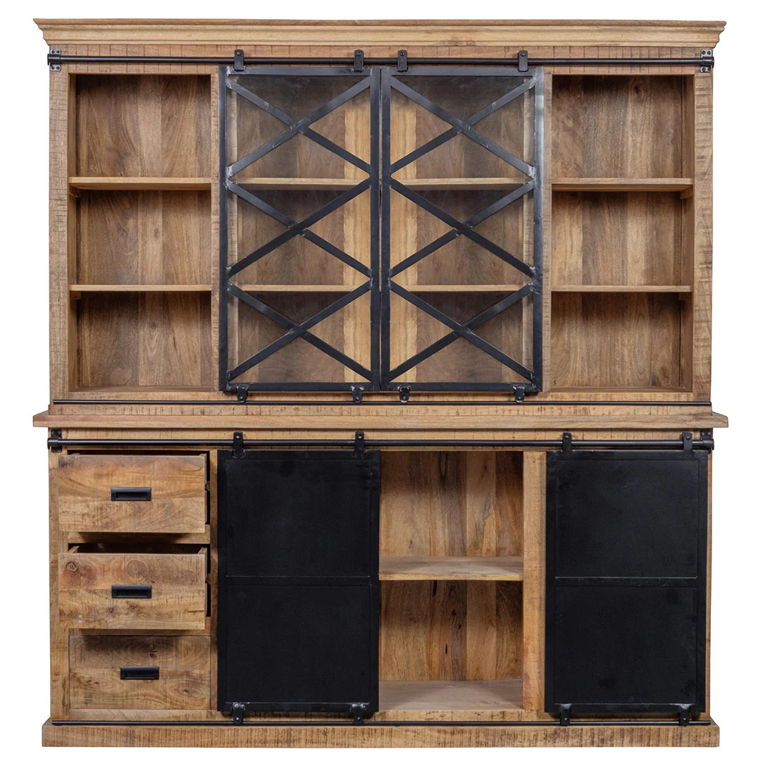 Mangohouten Buffetkast Milan 160 cm met dubbele deurtjes X - Image 5
