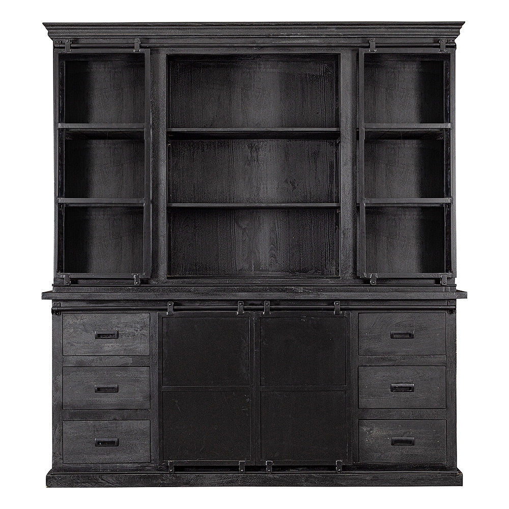 Mangohouten Buffetkast Milan 200 cm Recht Zwart - Image 2