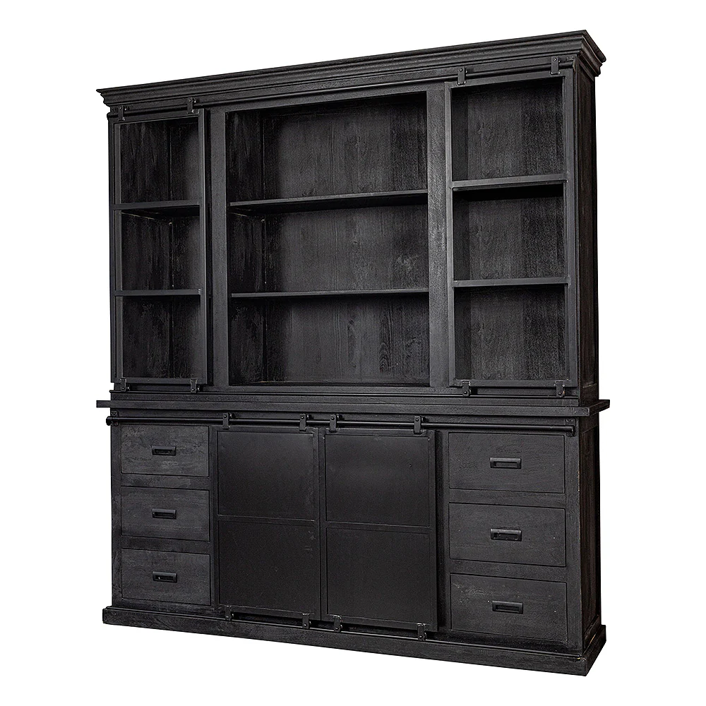 Mangohouten Buffetkast Milan 200 cm Recht Zwart - Image 3
