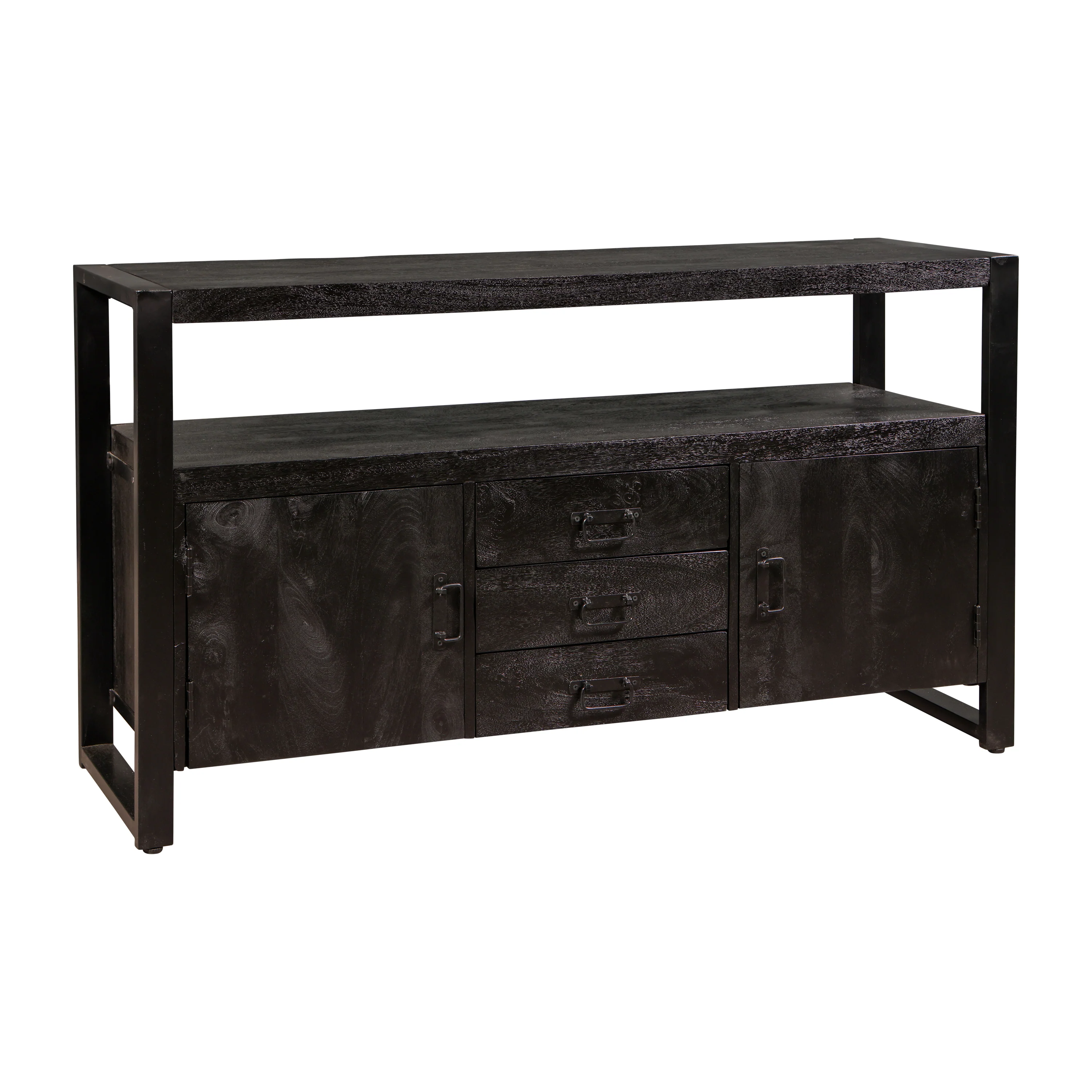 Mangohouten Dressoir Britt 140 cm 2 deuren 3 lades Zwart - Image 2