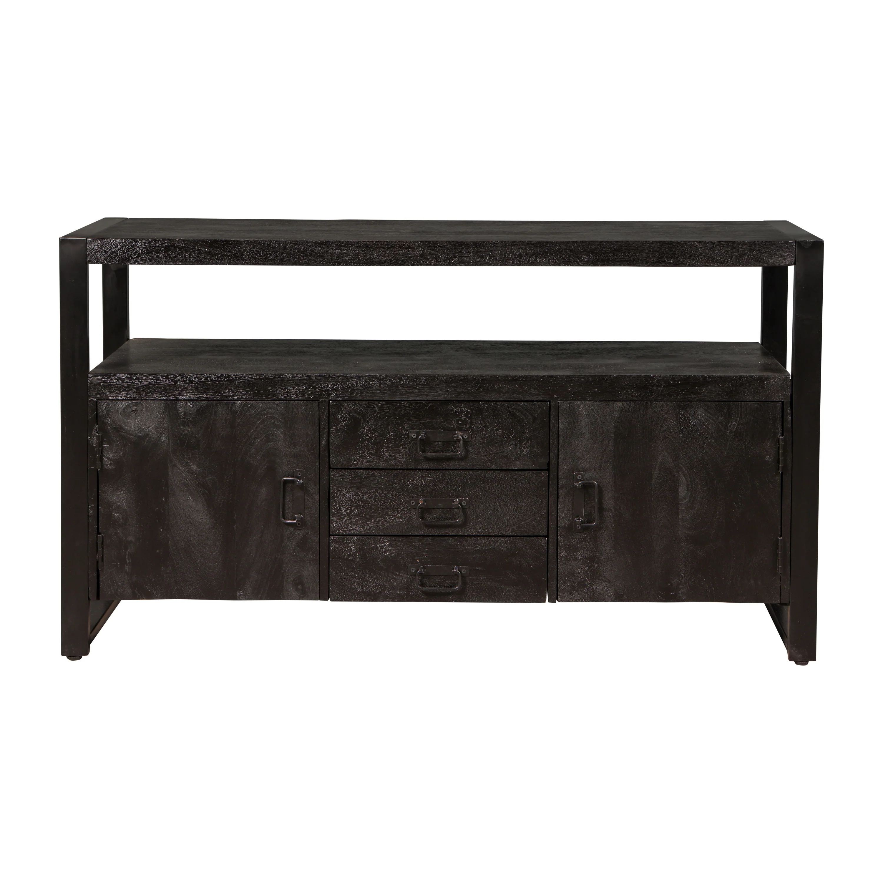 Mangohouten Dressoir Britt 140 cm 2 deuren 3 lades Zwart - Image 3