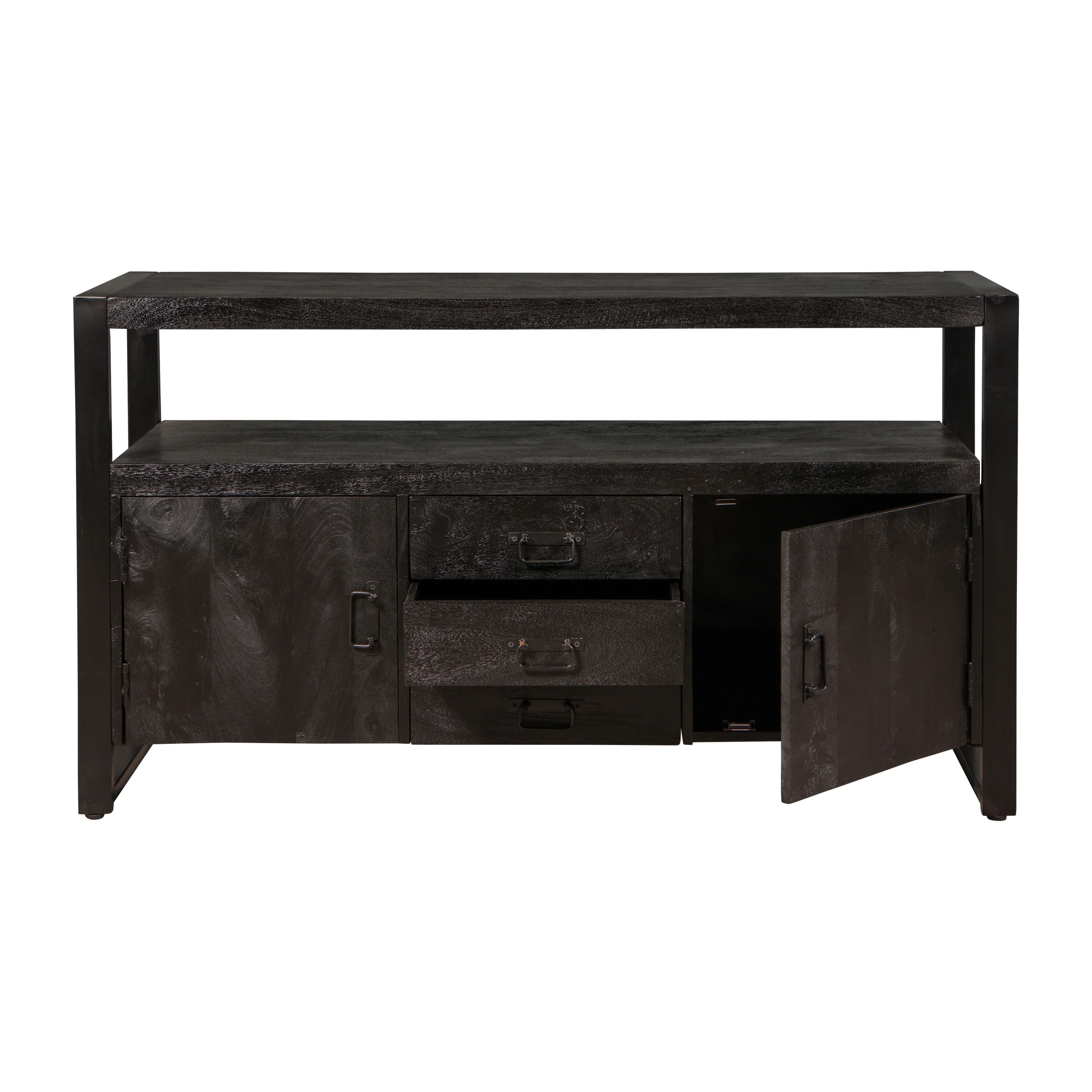 Mangohouten Dressoir Britt 140 cm 2 deuren 3 lades Zwart - Image 4
