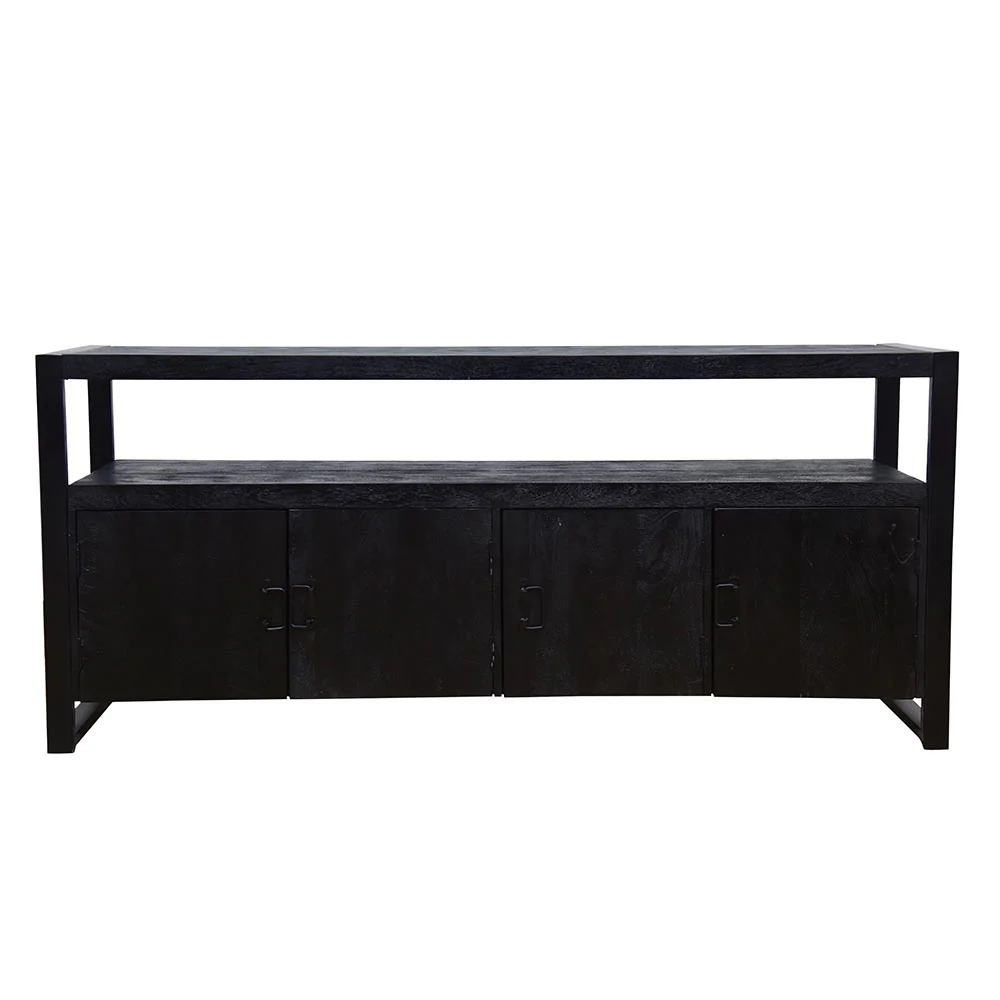 Mangohouten Dressoir Britt 180 cm met 4 deuren Zwart - Image 2