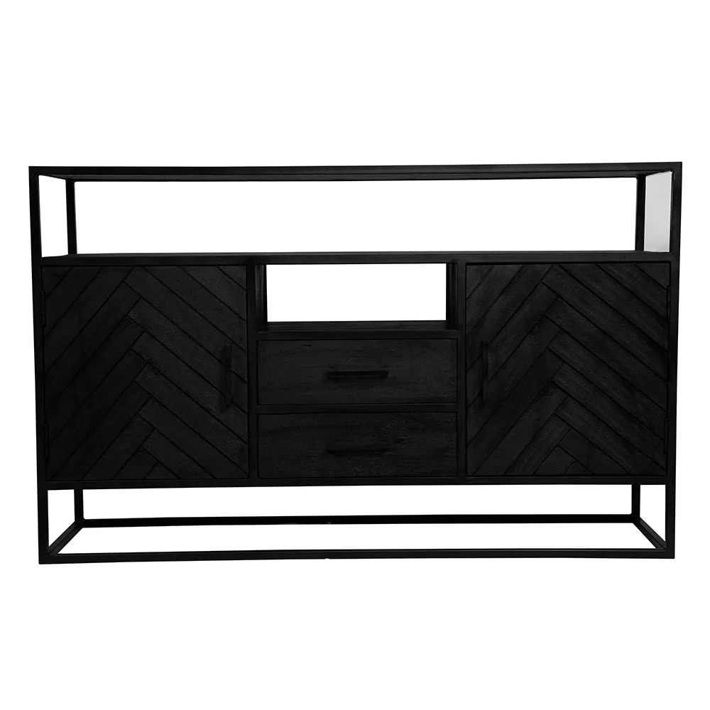 Mangohouten Dressoir Kjeld 145 cm Hoog Zwart - Image 3