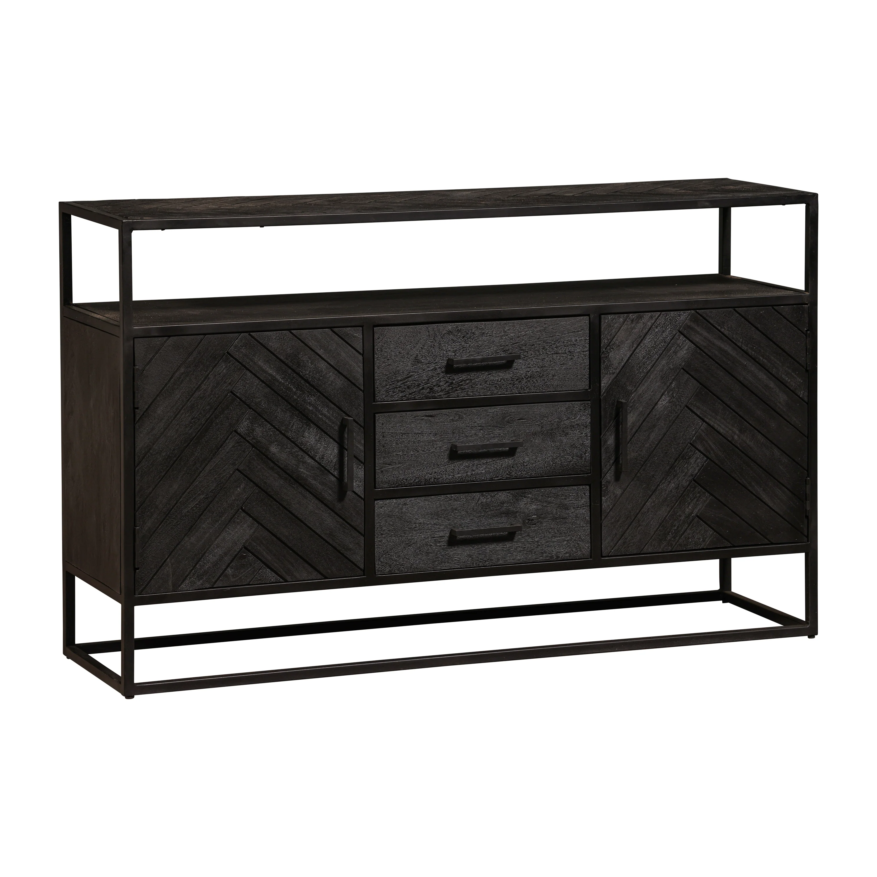 Mangohouten Dressoir Kjeld 145 cm Hoog Zwart - Image 5