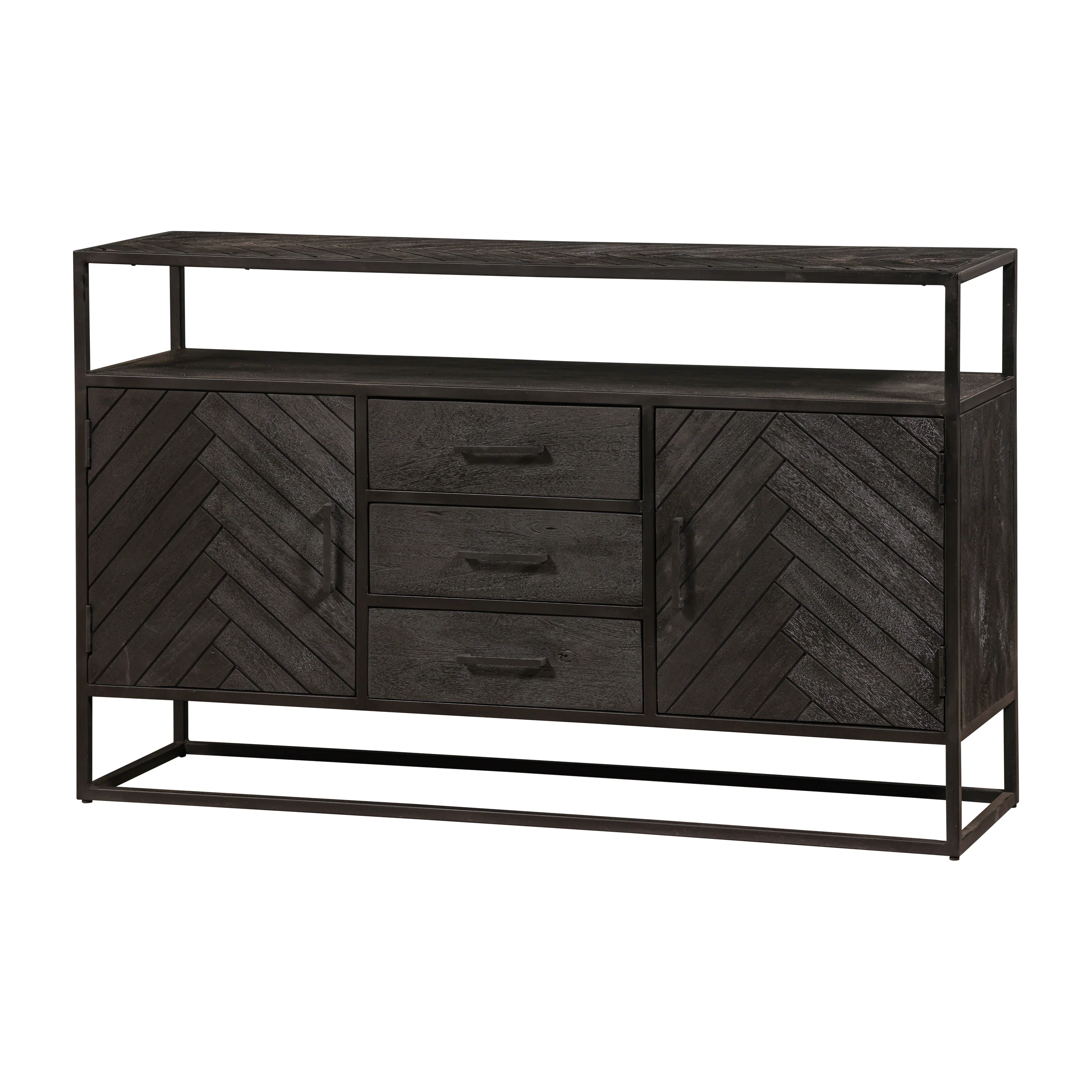 Mangohouten Dressoir Kjeld 145 cm Hoog Zwart - Image 6