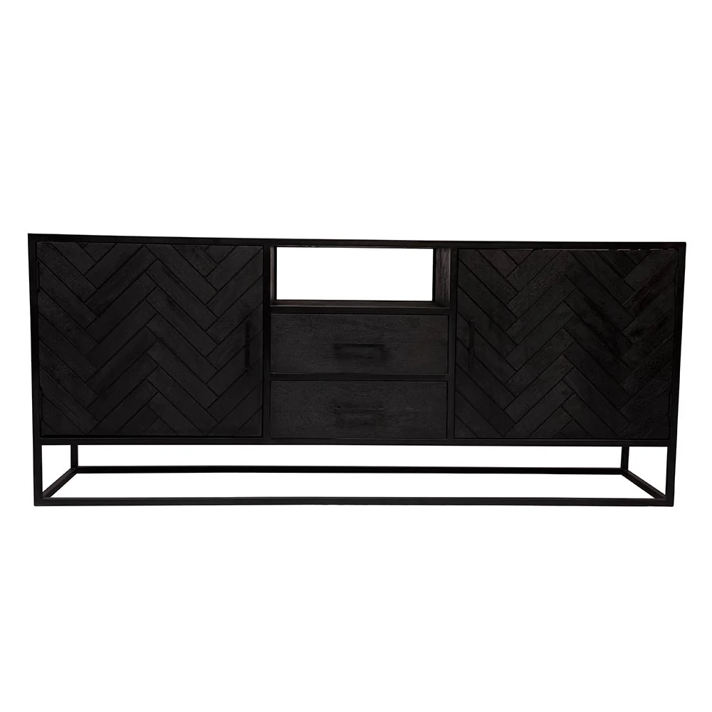 Mangohouten Dressoir Kjeld 180 cm Zwart - Image 2