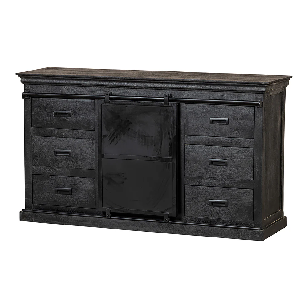 Mangohouten Dressoir Milan 140 cm Zwart - Image 4