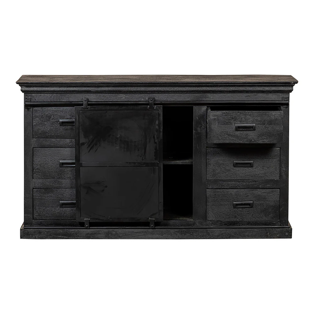 Mangohouten Dressoir Milan 140 cm Zwart - Image 5