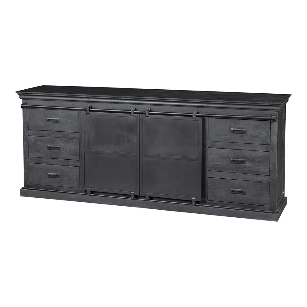 Mangohouten Dressoir Milan 160 cm met Dubbele Deur Zwart - Image 5