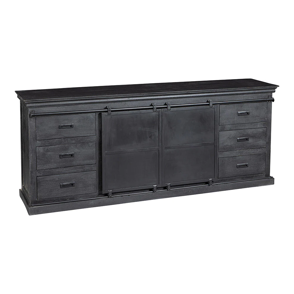 Mangohouten Dressoir Milan 190 cm Zwart - Image 4