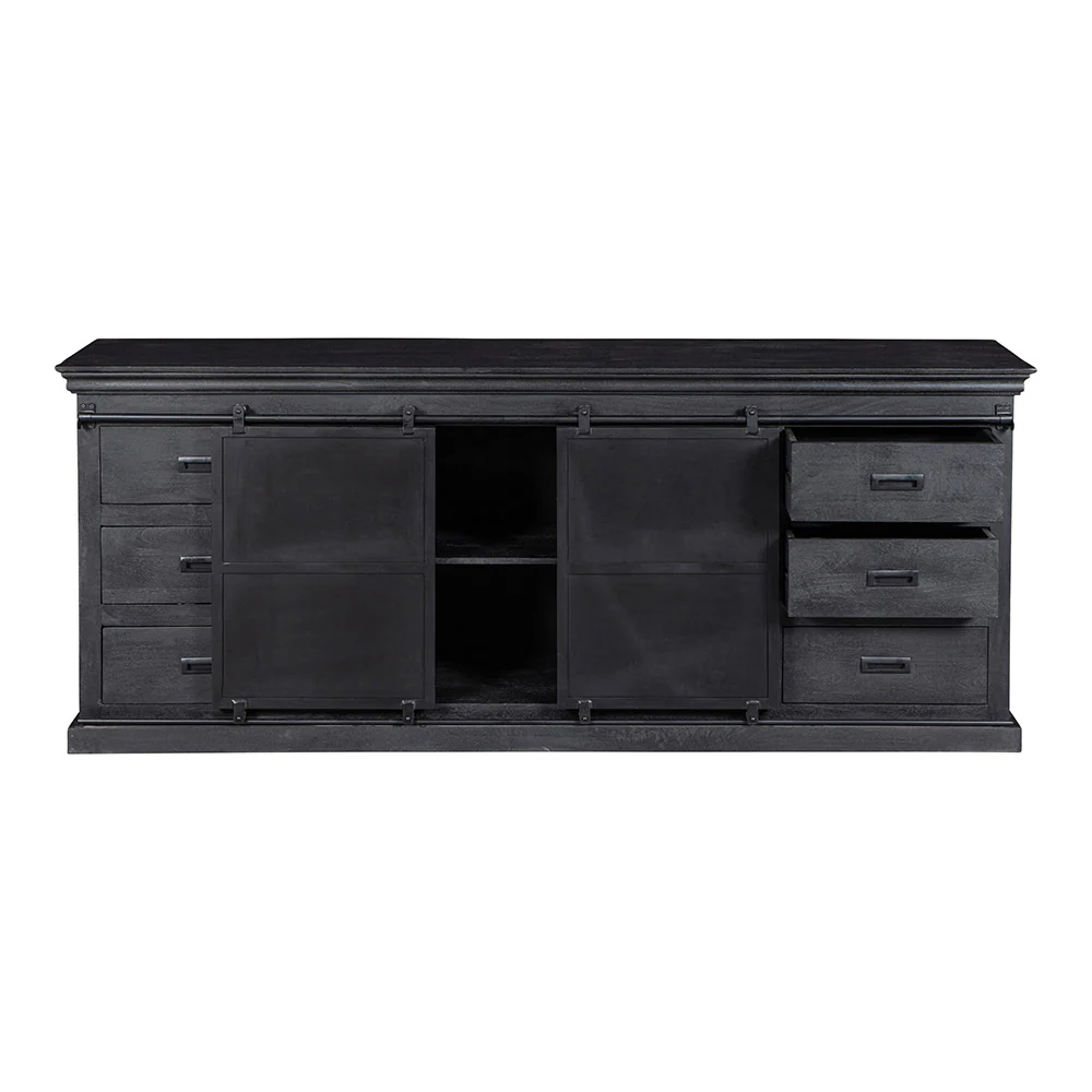 Mangohouten Dressoir Milan 220 cm Zwart - Image 3