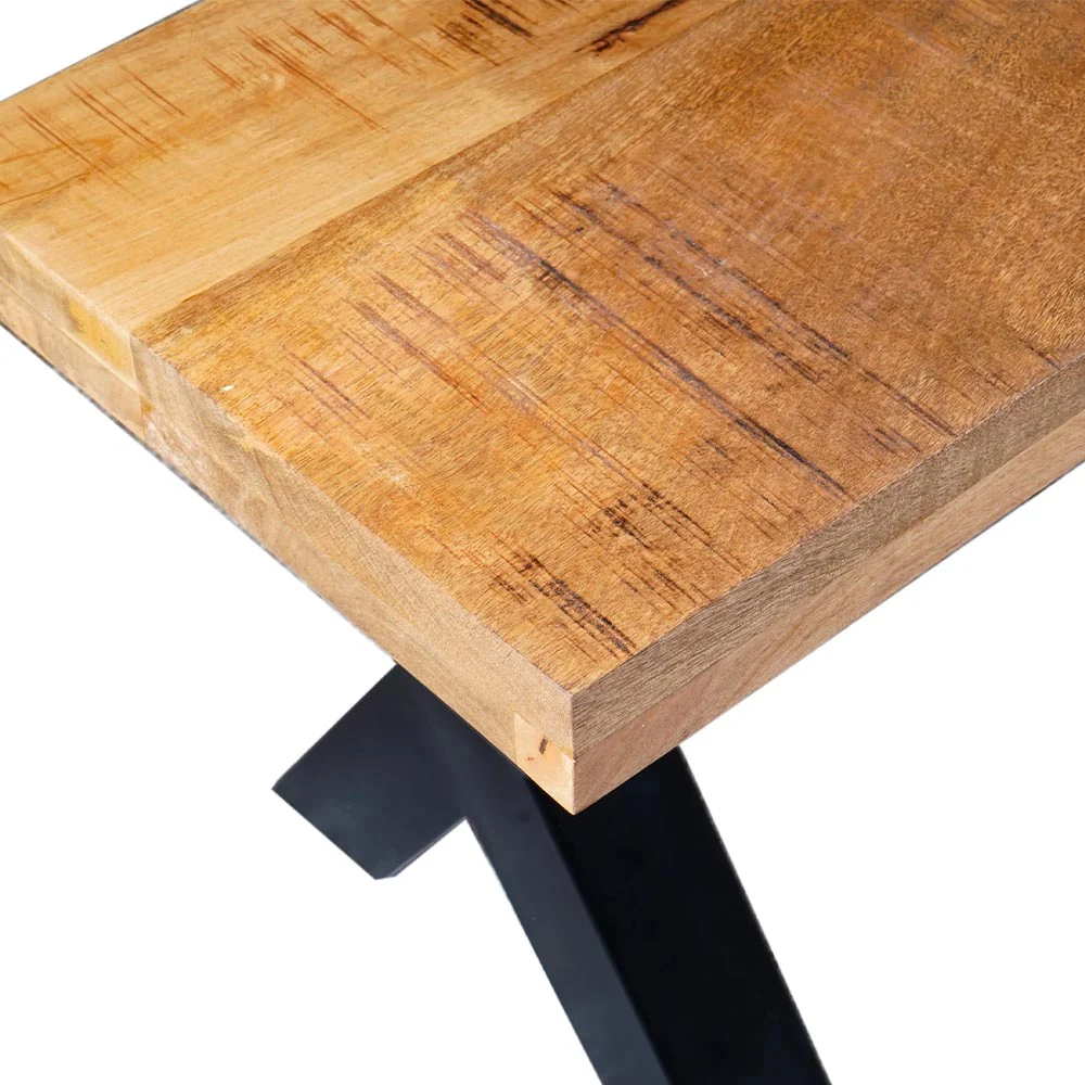 Mangohouten eetkamerbank Cedric X-poot 140x40 cm - Image 4
