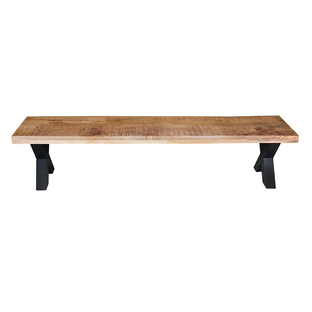 Mangohouten eetkamerbank Cedric X-poot 200x40 cm - Image 3