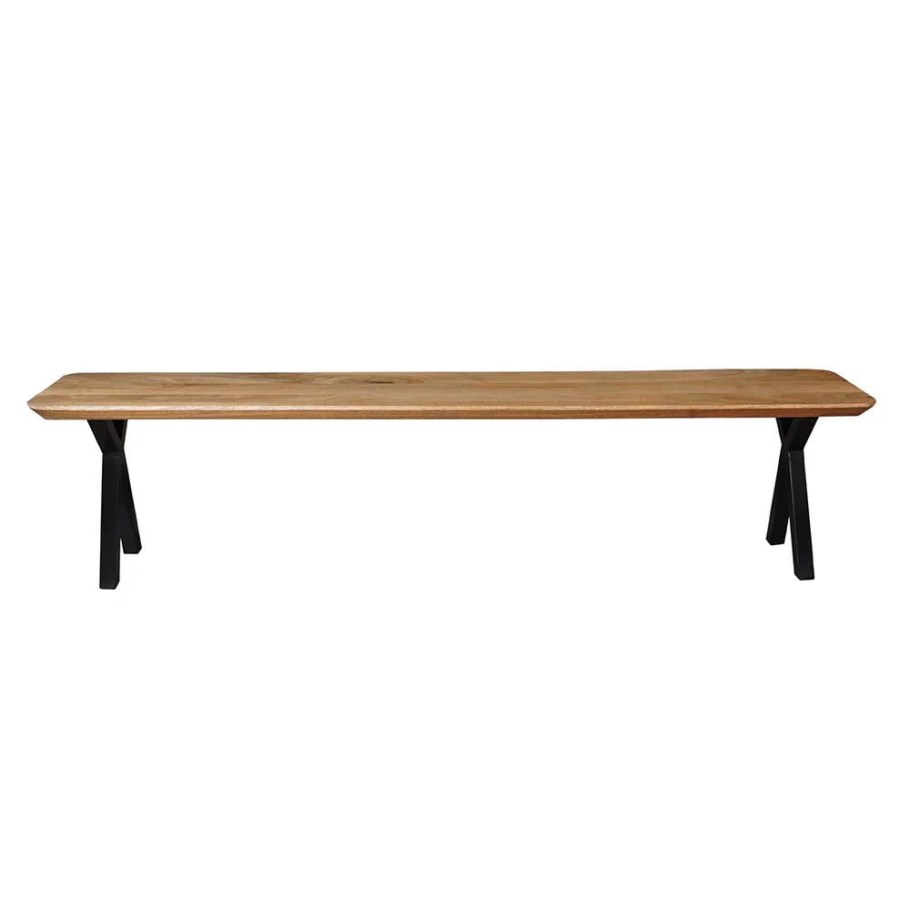 Mangohouten eetkamerbank Emma X-poot 140x40 cm - Image 2
