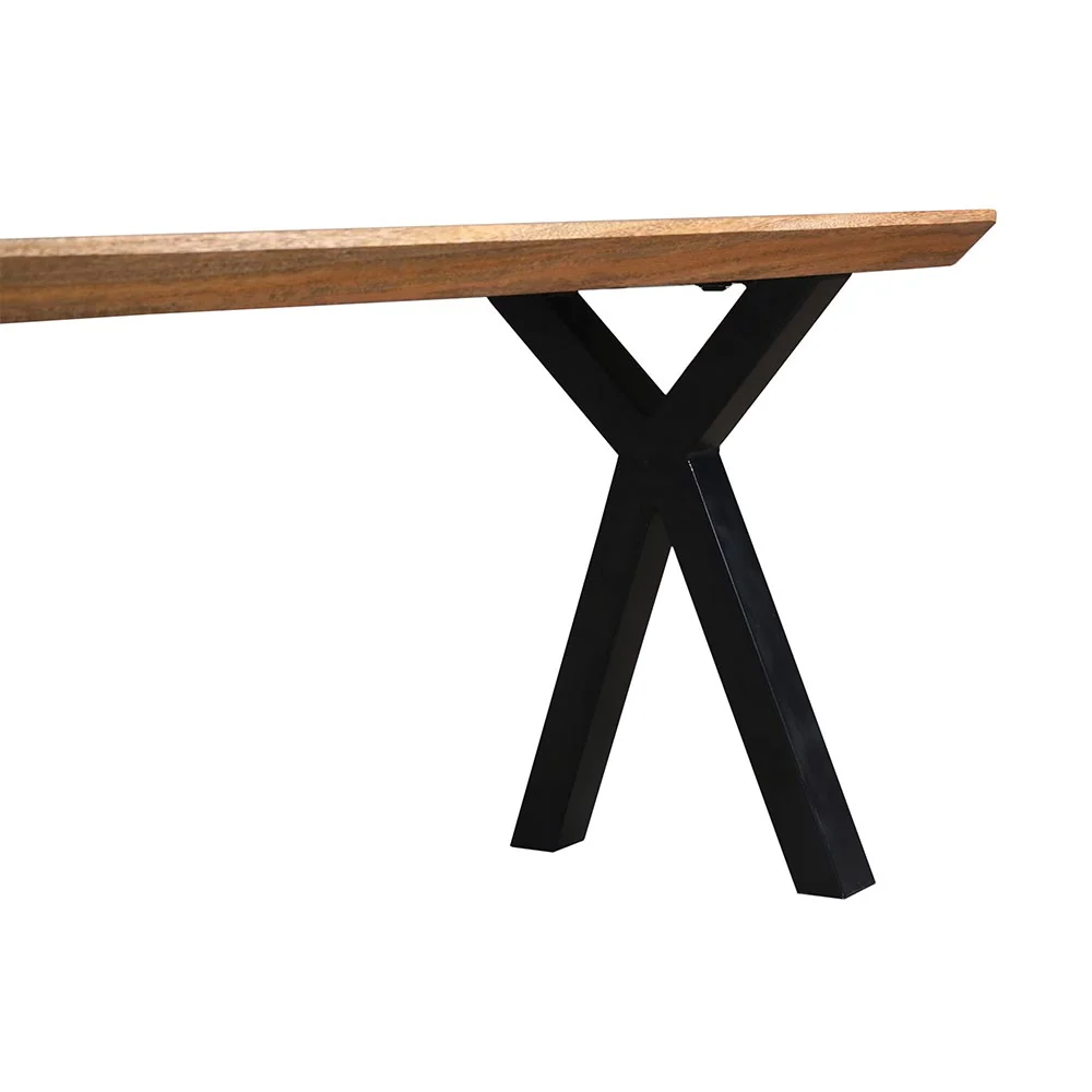 Mangohouten eetkamerbank Emma X-poot 160x40 cm - Image 3