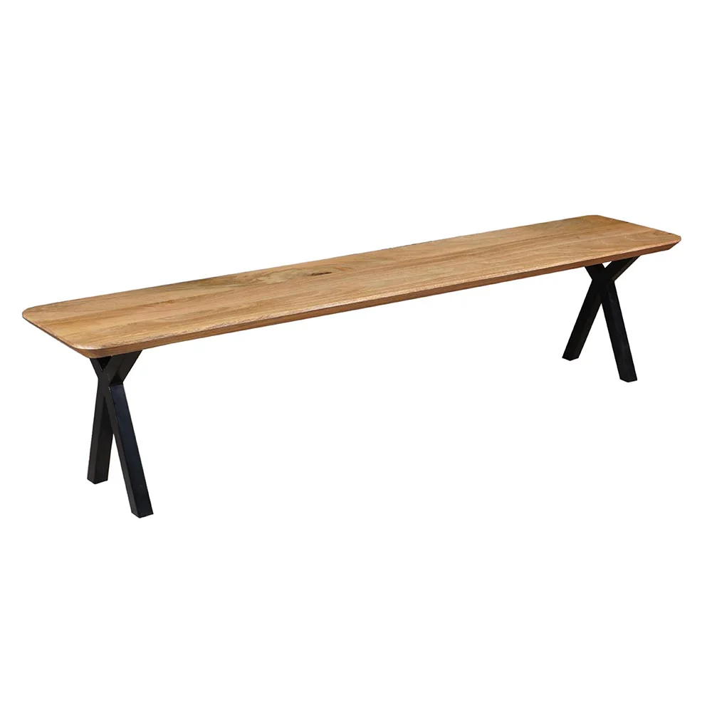 Mangohouten eetkamerbank Emma X-poot 180x40 cm - Image 2