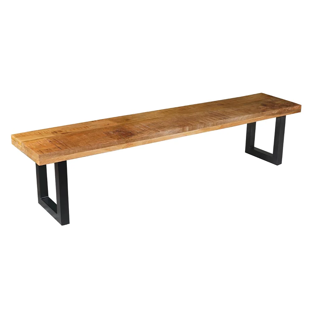 Mangohouten eetkamerbank Roy U-poot 200x40 cm - Image 2