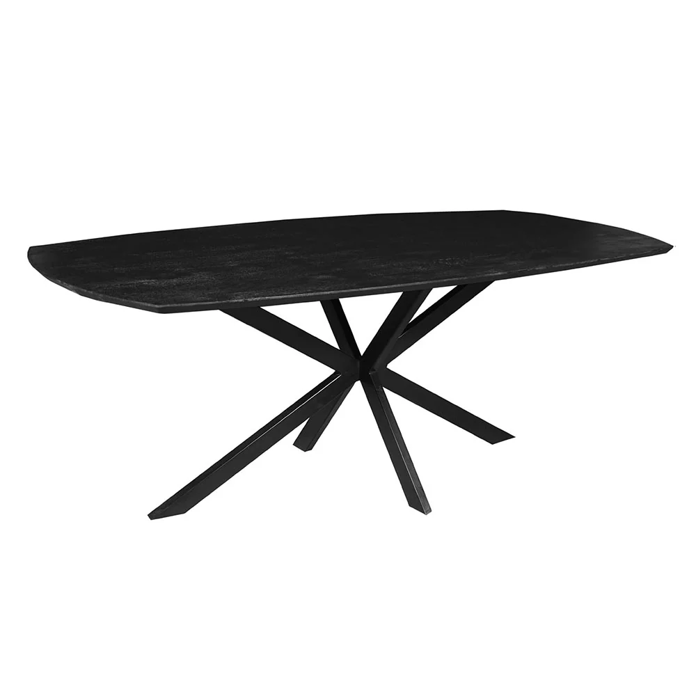 Mangohouten Eettafel Deens Ovaal Tess 200x100 cm Zwart (2,5 cm) - Image 3