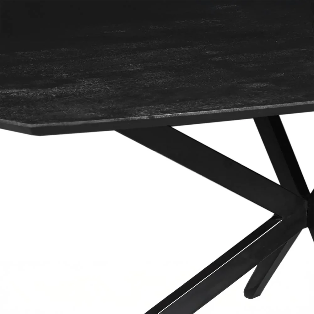 Mangohouten Eettafel Deens Ovaal Tess 210x100 cm Zwart (2,5 cm) - Image 4