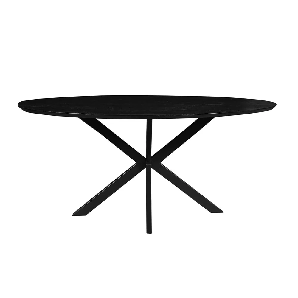 Mangohouten Eettafel Ovaal Julia 160x90 cm Zwart (2,5 cm) - Image 3