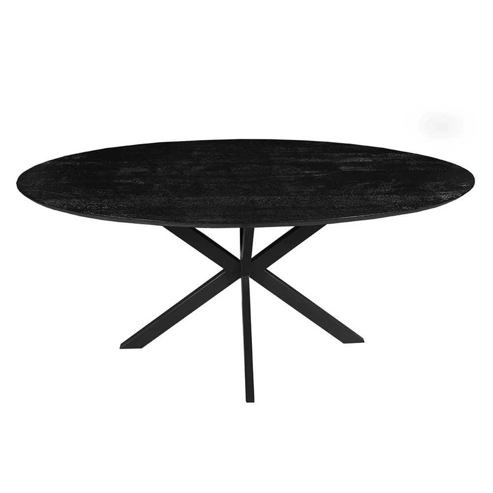 Mangohouten Eettafel Ovaal Julia 180x100 cm Zwart (2,5 cm) - Image 2