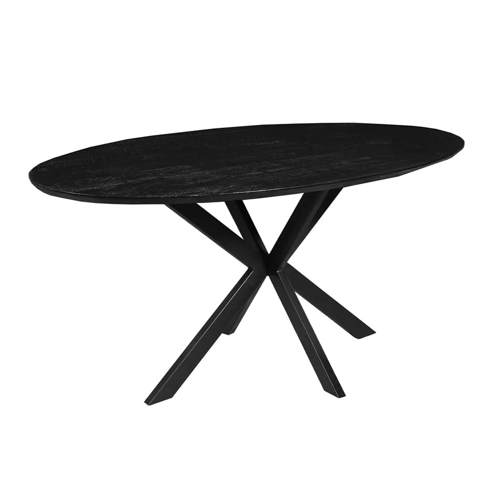 Mangohouten Eettafel Ovaal Julia 240x110 cm Zwart (2,5 cm) - Image 4