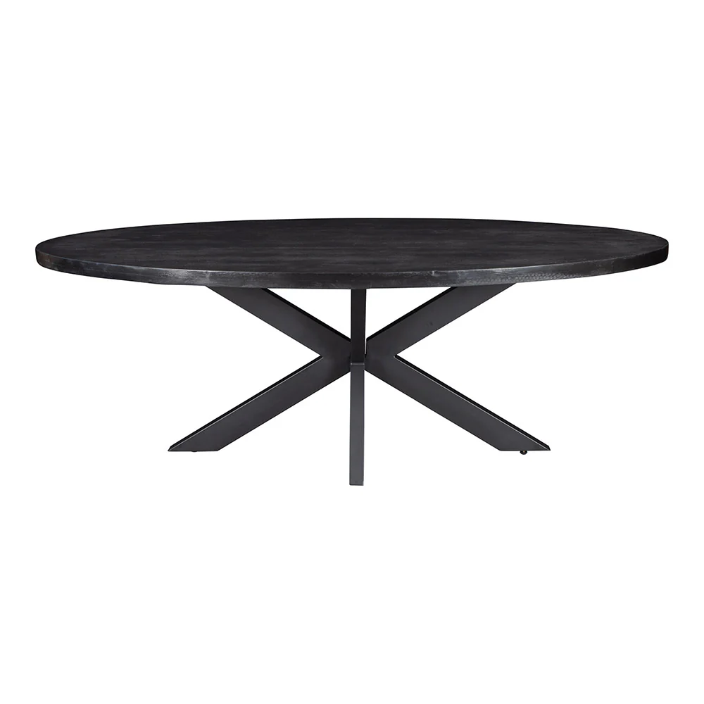Mangohouten Eettafel Ovaal Oscar 210x100 cm Zwart (5cm) - Image 2
