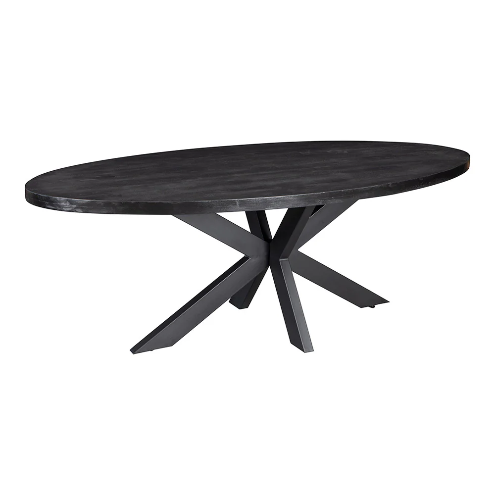 Mangohouten Eettafel Ovaal Oscar 260x120 cm Zwart (5cm) - Image 3