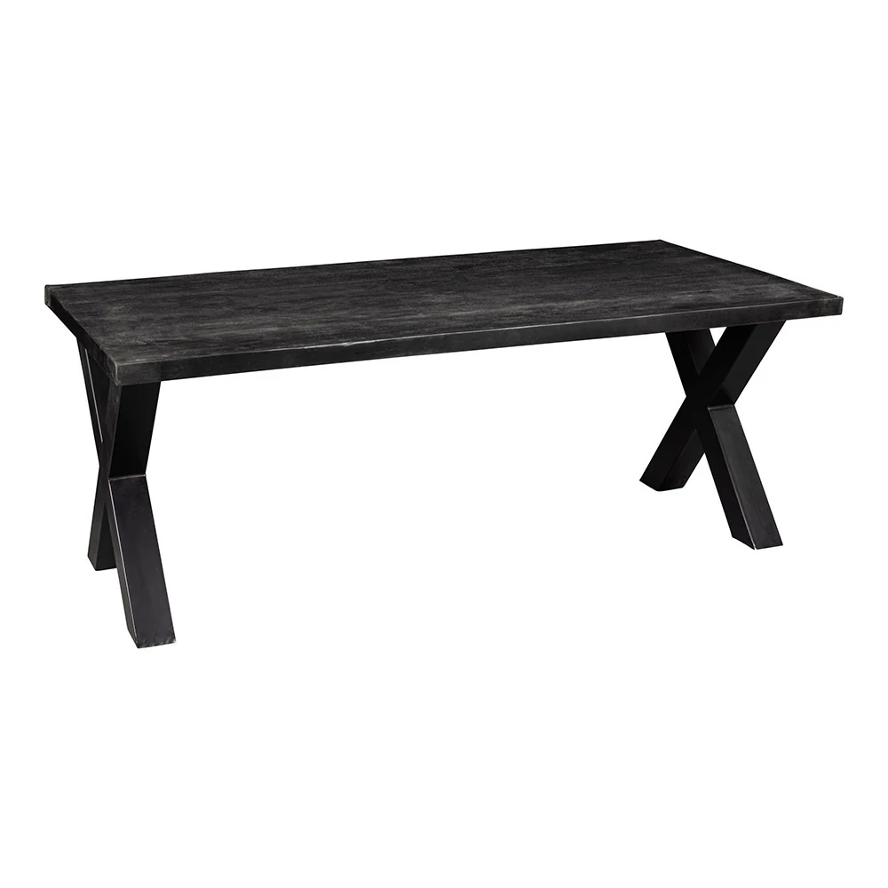 Mangohouten Eettafel Rechthoek Cedric 240x100 cm Zwart (6cm) - Image 3