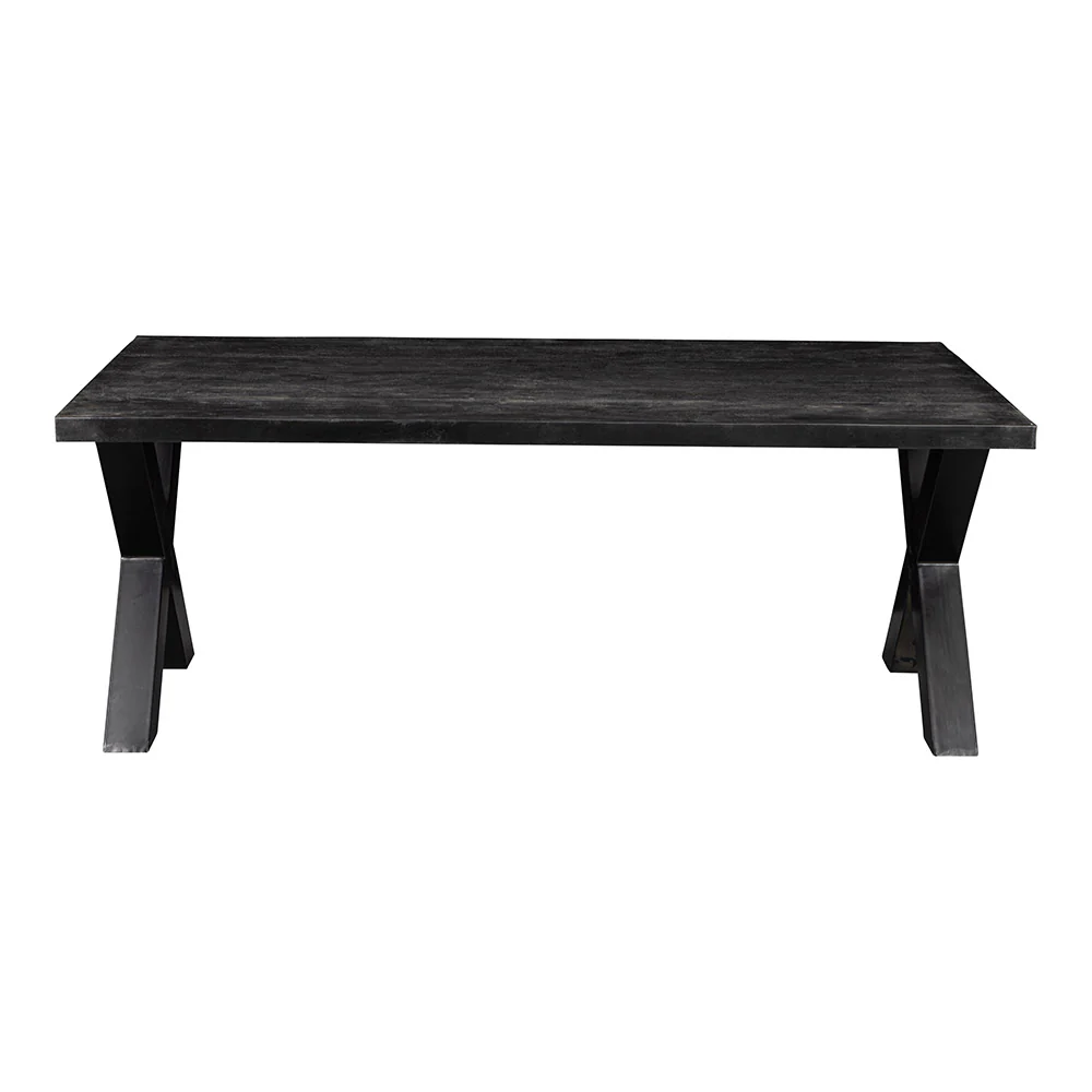 Mangohouten Eettafel Rechthoek Cedric 260x100 cm (6cm) Zwart - Image 2
