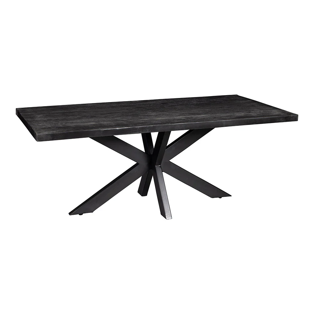 Mangohouten Eettafel Rechthoek Donald 180x100 cm Zwart (6cm) - Image 3