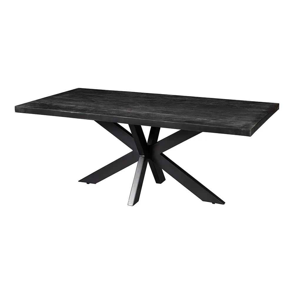 Mangohouten Eettafel Rechthoek Donald 220x100 cm Zwart (6cm) - Image 4