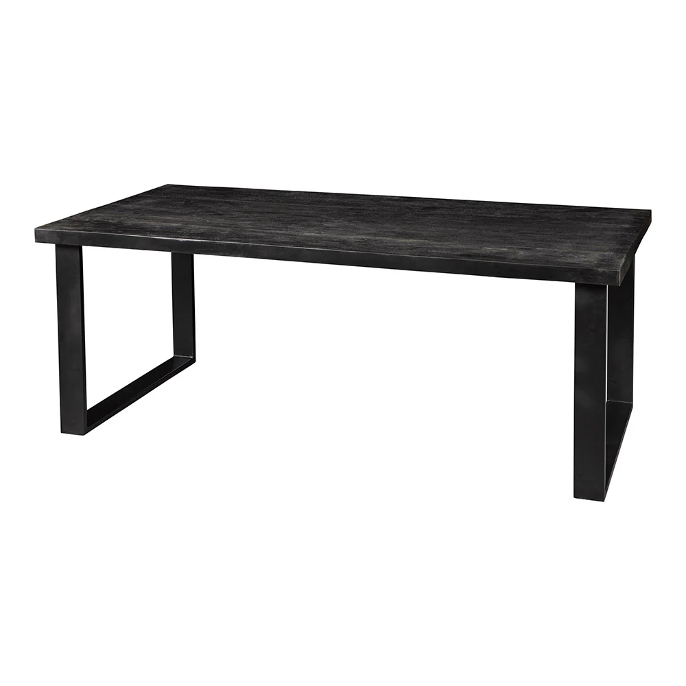 Mangohouten Eettafel Rechthoek Roy 180x100 cm Zwart (6cm) - Image 3