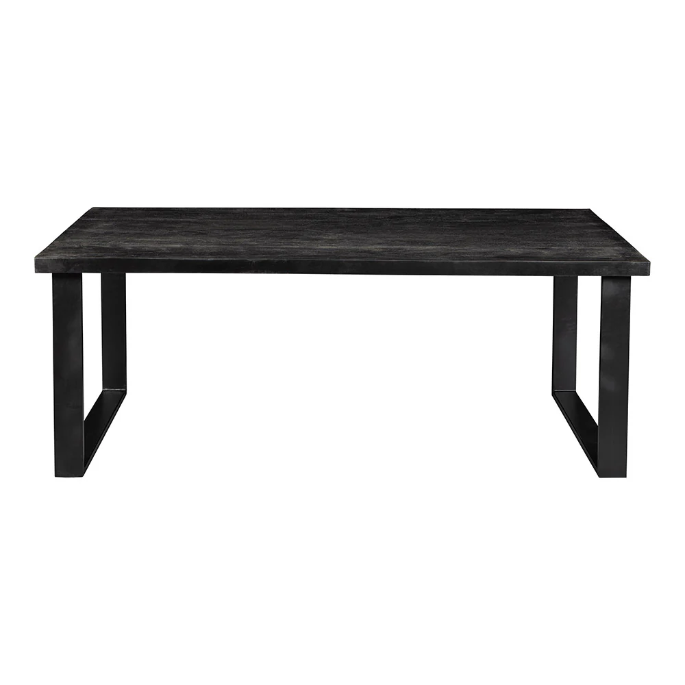 Mangohouten Eettafel Rechthoek Roy 200x100 cm Zwart (6cm) - Image 2