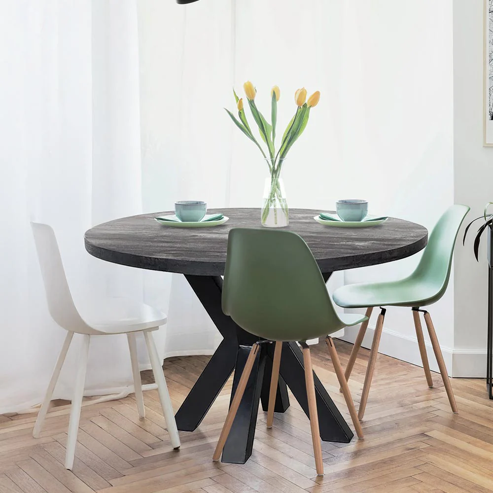 Mangohouten Eettafel Rond Tara 120 cm Zwart (5cm) - Image 5
