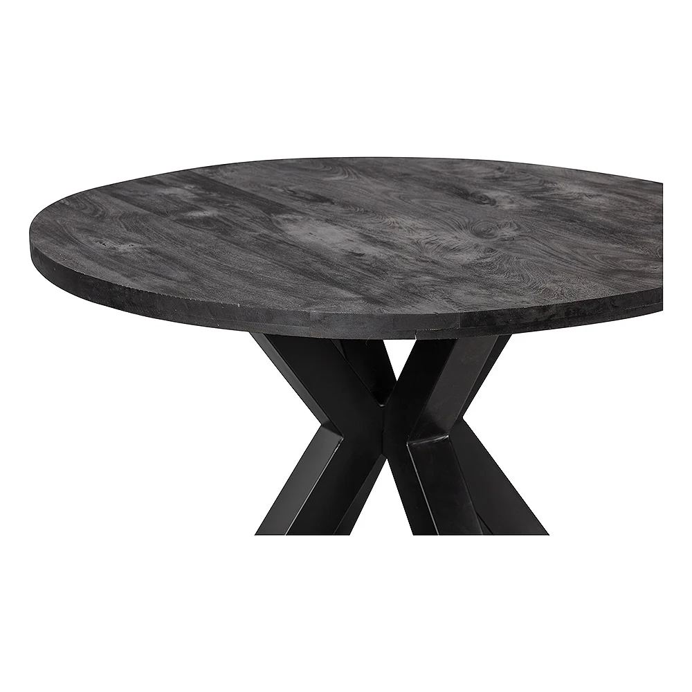 Mangohouten Eettafel Rond Tara 130 cm Zwart (5cm) - Image 4