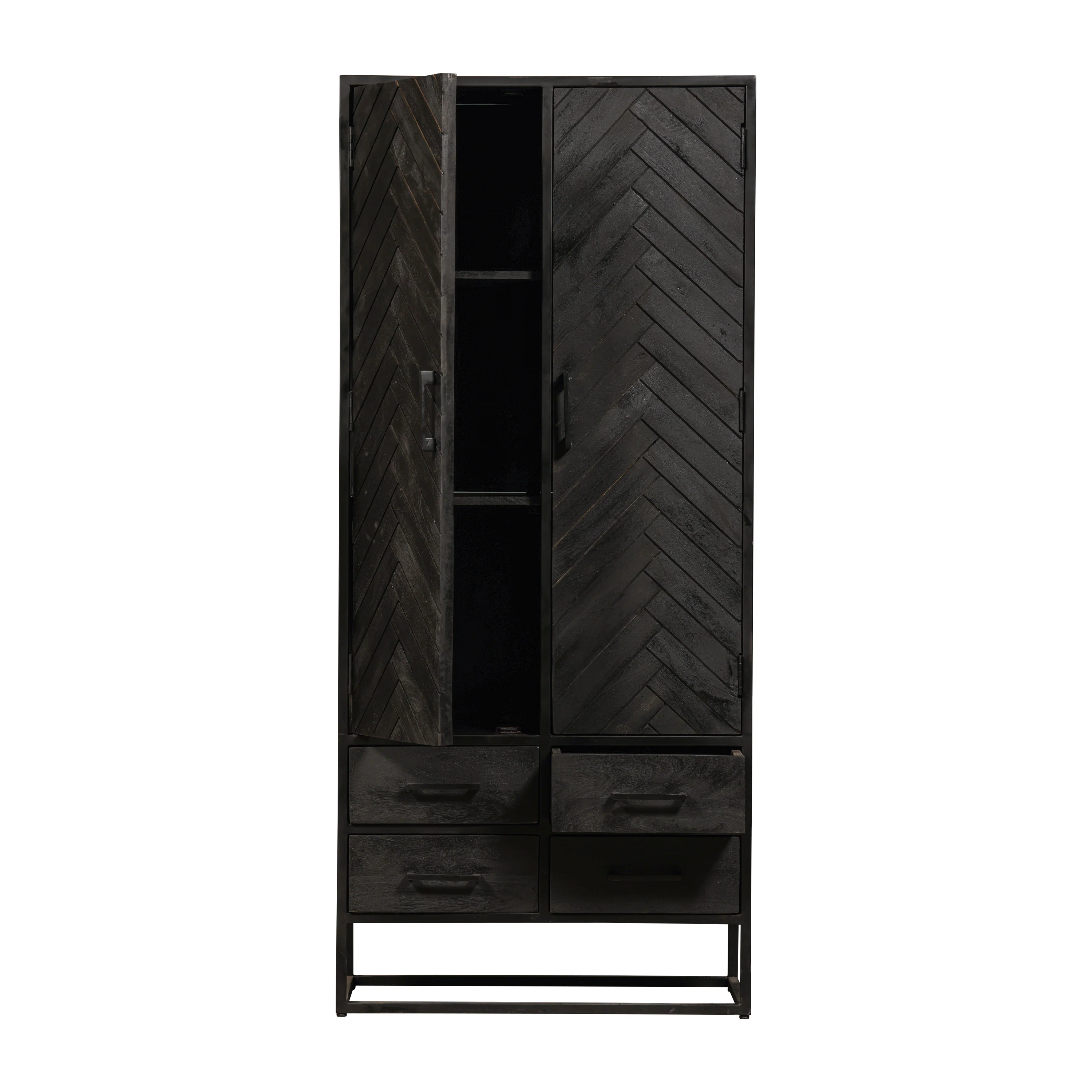 Mangohouten Kast Kjeld 80 cm Zwart - Image 5