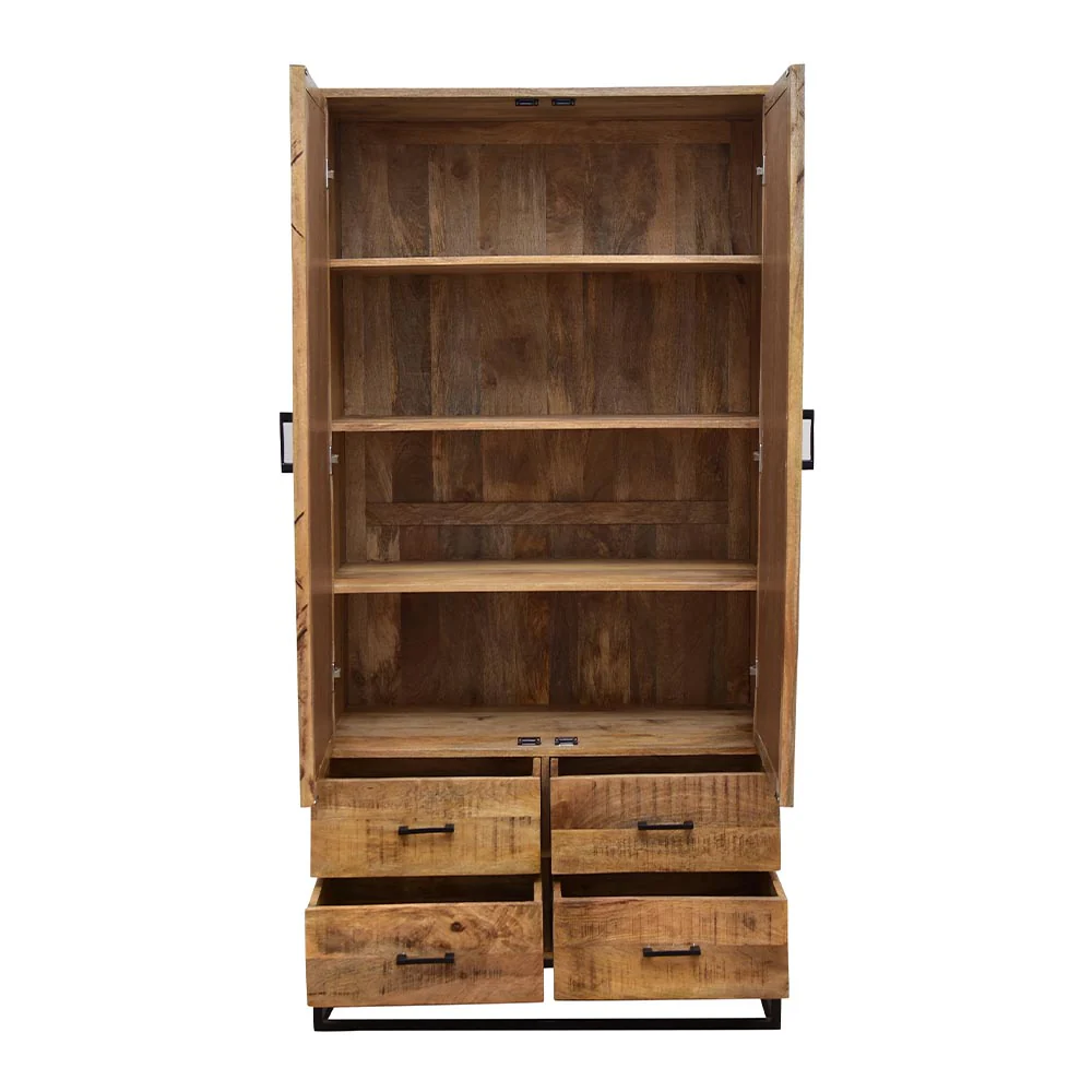Mangohouten Kast Sabia 100 cm 2 deuren 4 lades - Image 4