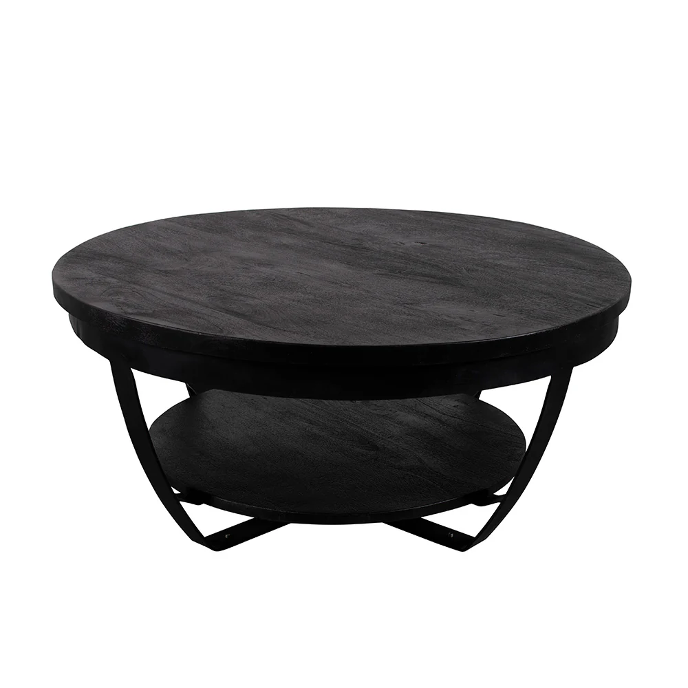 Mangohouten Salontafel Rond Maeve 65 cm Zwart - Image 2