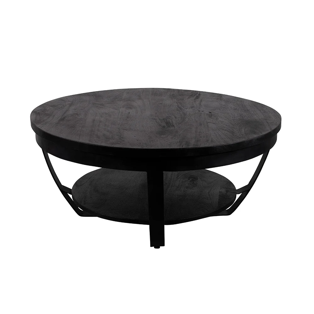 Mangohouten Salontafel Rond Maeve 65 cm Zwart - Image 3