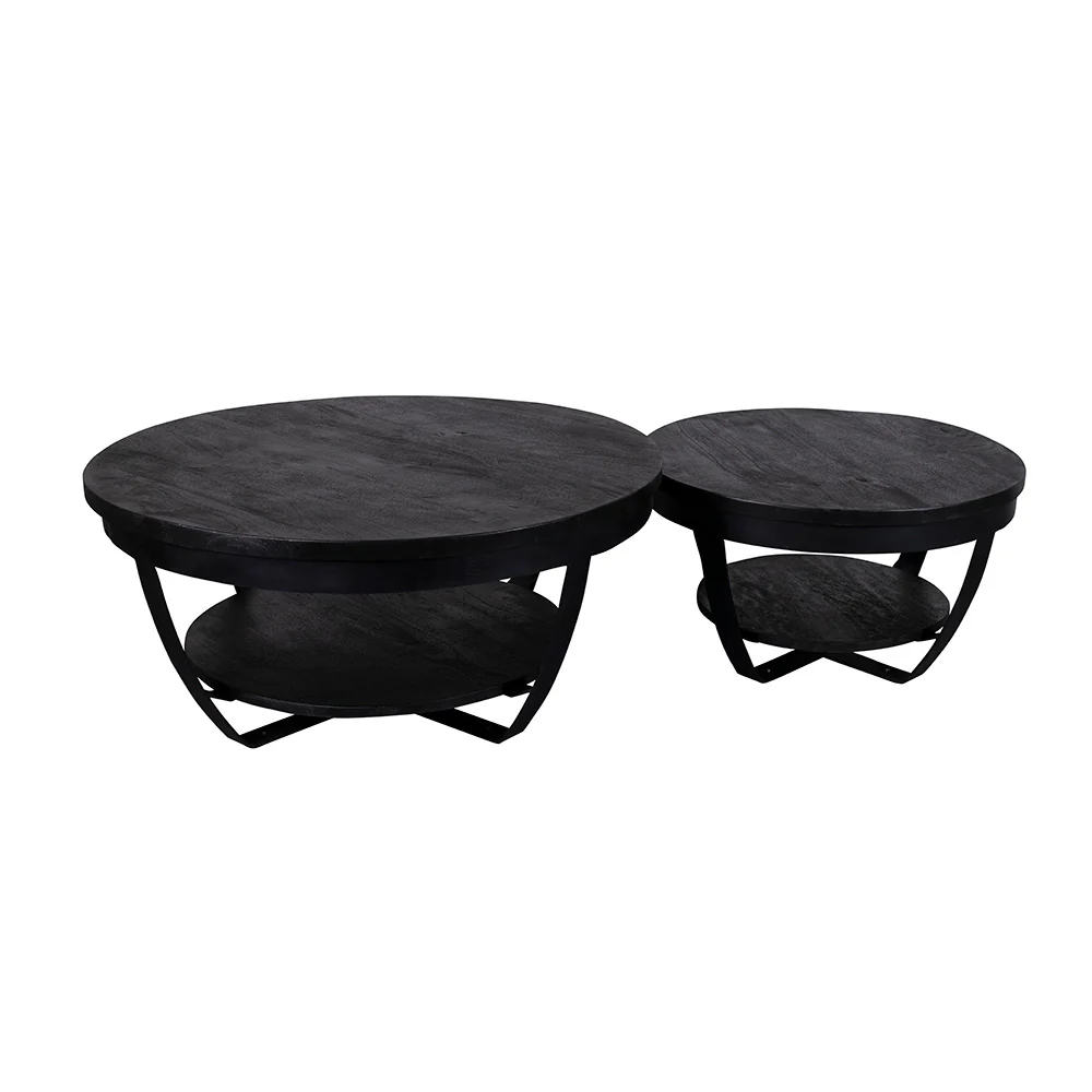 Mangohouten Salontafel Rond Maeve 65 cm Zwart - Image 4