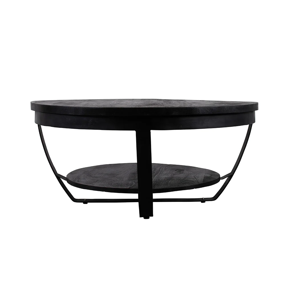 Mangohouten Salontafel Rond Maeve 65 cm Zwart - Image 5